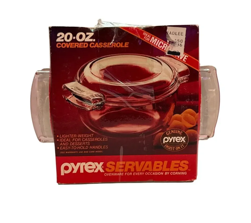 NOS Vintage Pyrex Servables 20 Oz Covered Casserole Dish Glass w/ Box 681-M